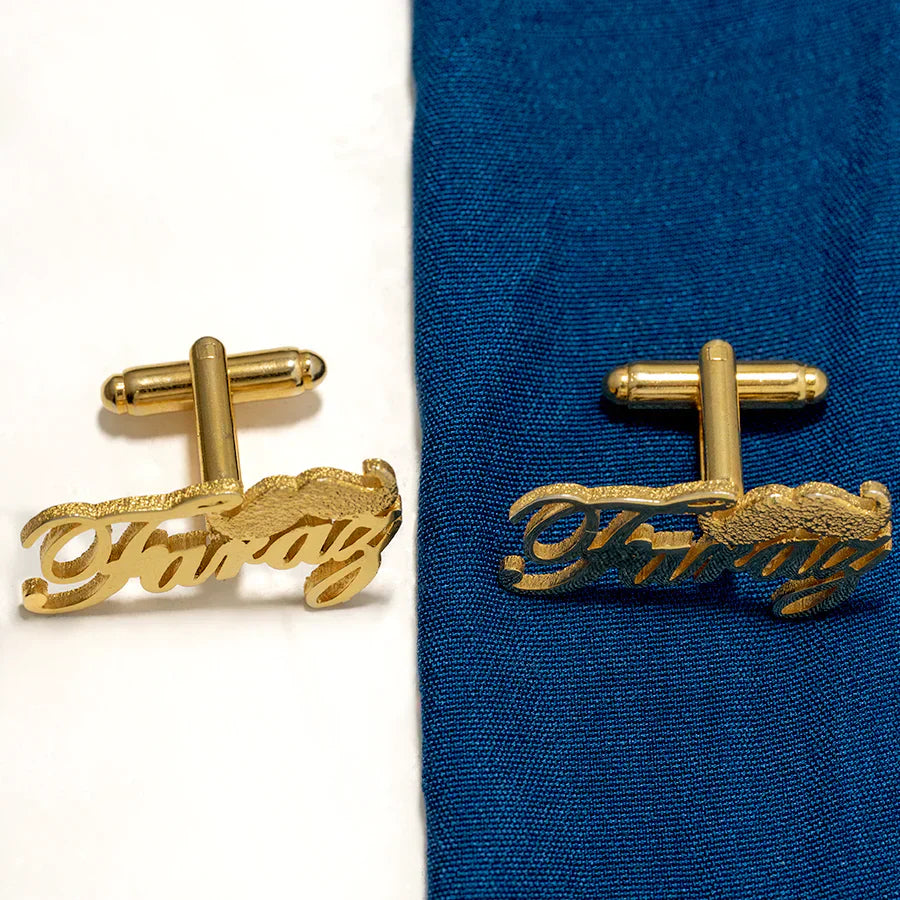 CUSTOMIZED MUSTACHE NAME CUFFLINKS