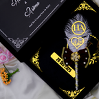 Personalized Nikah Book Set with Pen & Gift Box – Black & Gold Islamic Wedding Set