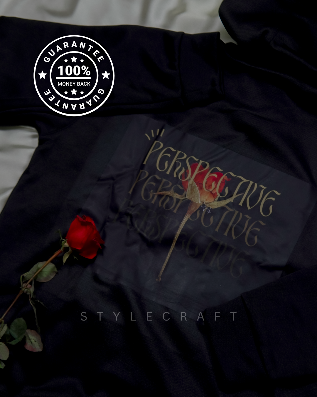 Hoodie 047 - Noir Rose "Perspective"