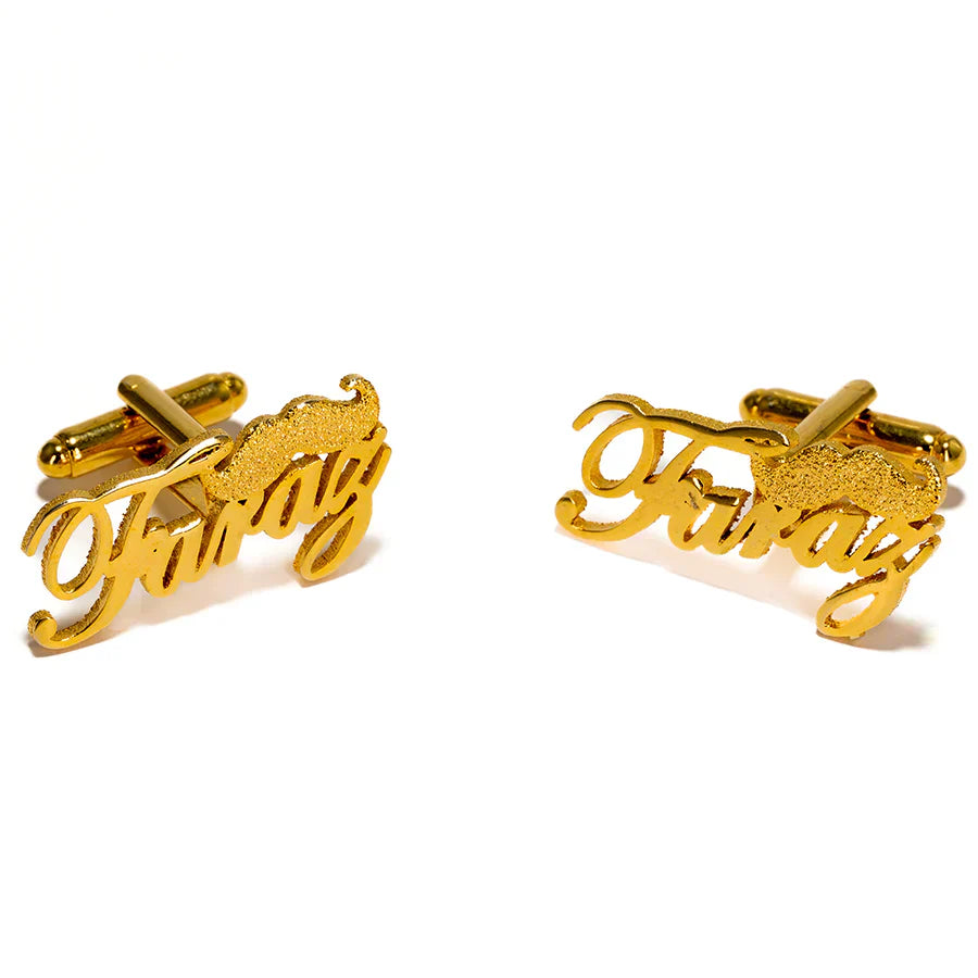 CUSTOMIZED MUSTACHE NAME CUFFLINKS