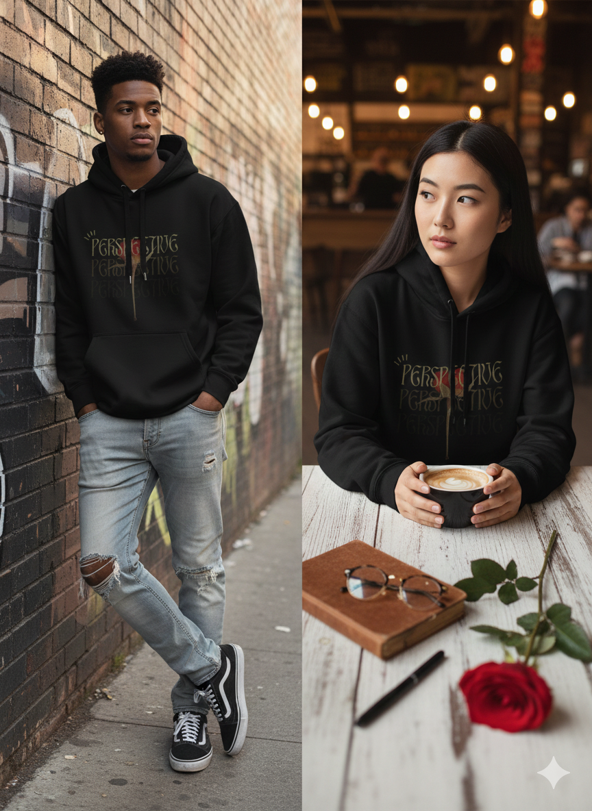 Hoodie 047 - Noir Rose "Perspective"
