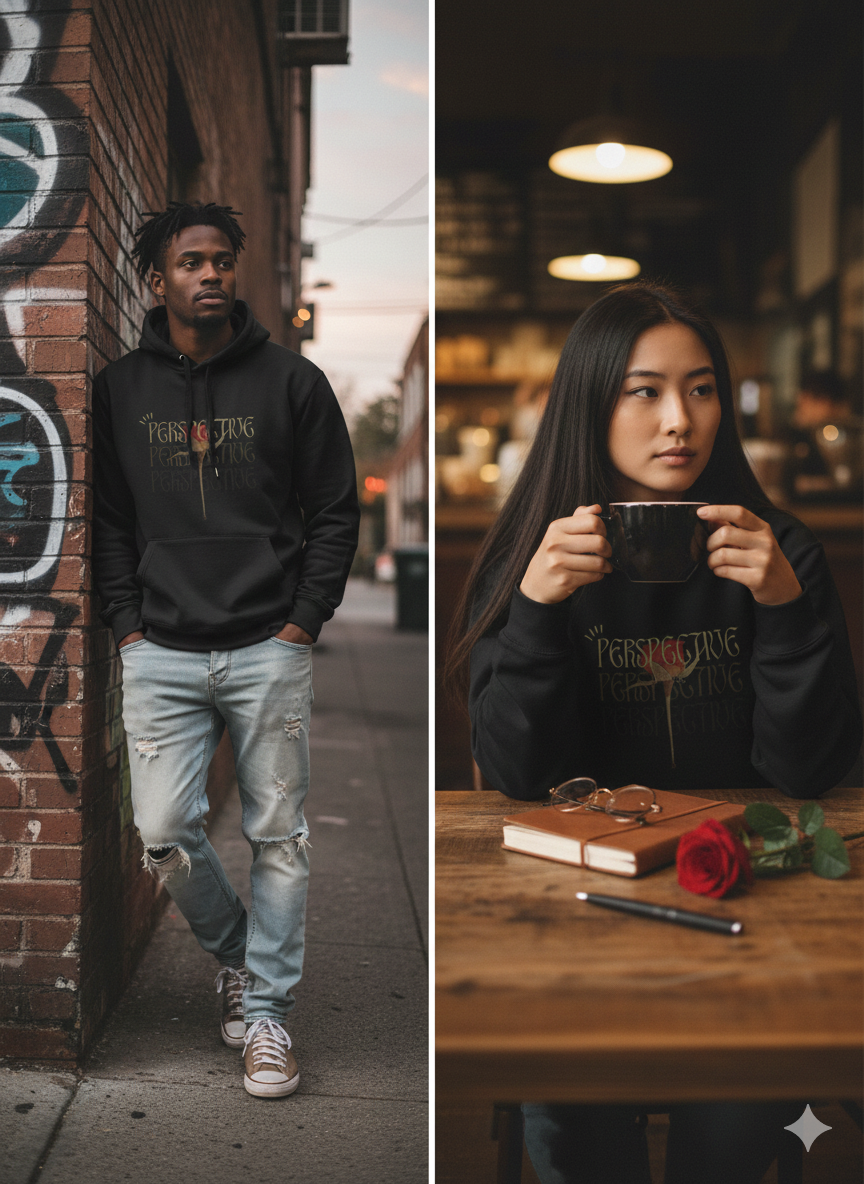 Hoodie 047 - Noir Rose "Perspective"