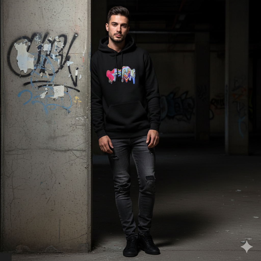 HOODIE 048 - The "Chroma Warp" Abstract Hoodie