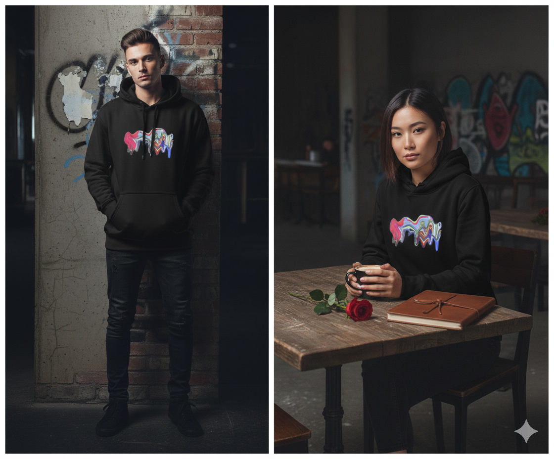 HOODIE 048 - The "Chroma Warp" Abstract Hoodie