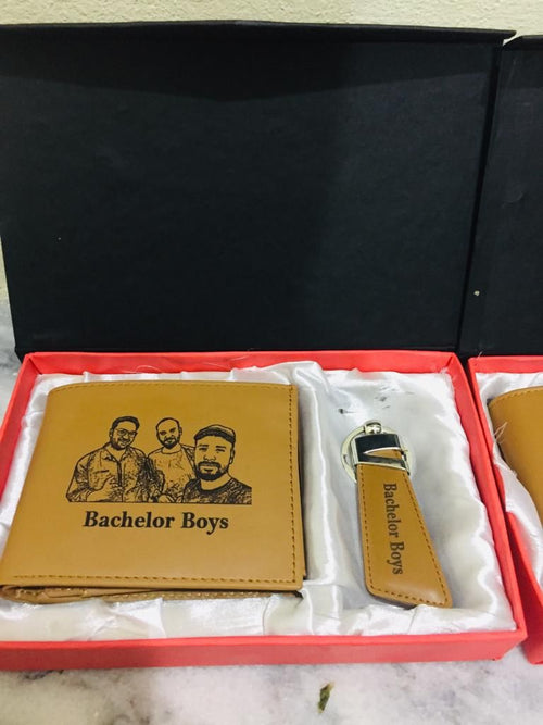 Beautiful Big Wallet + Keychain with Your Picture and Name on it with Beautiful Box