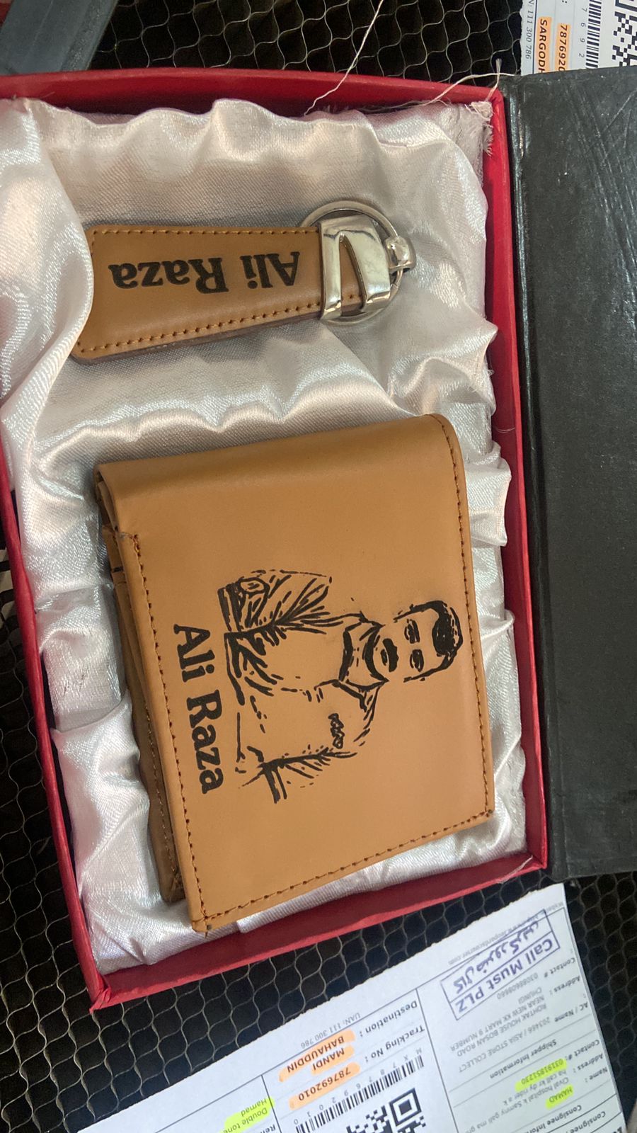 Beautiful Big Wallet + Keychain with Your Picture and Name on it with Beautiful Box