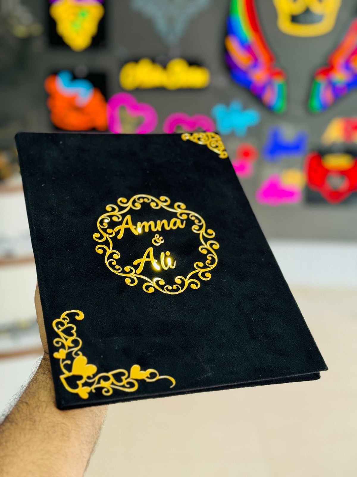 Customized Nikkah Frame Velvet Nikkah Book Thumb Board
