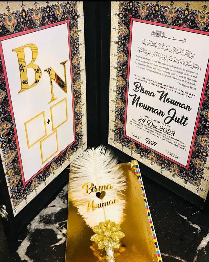 Customized Nikkah Frame Velvet Nikkah Book Thumb Board