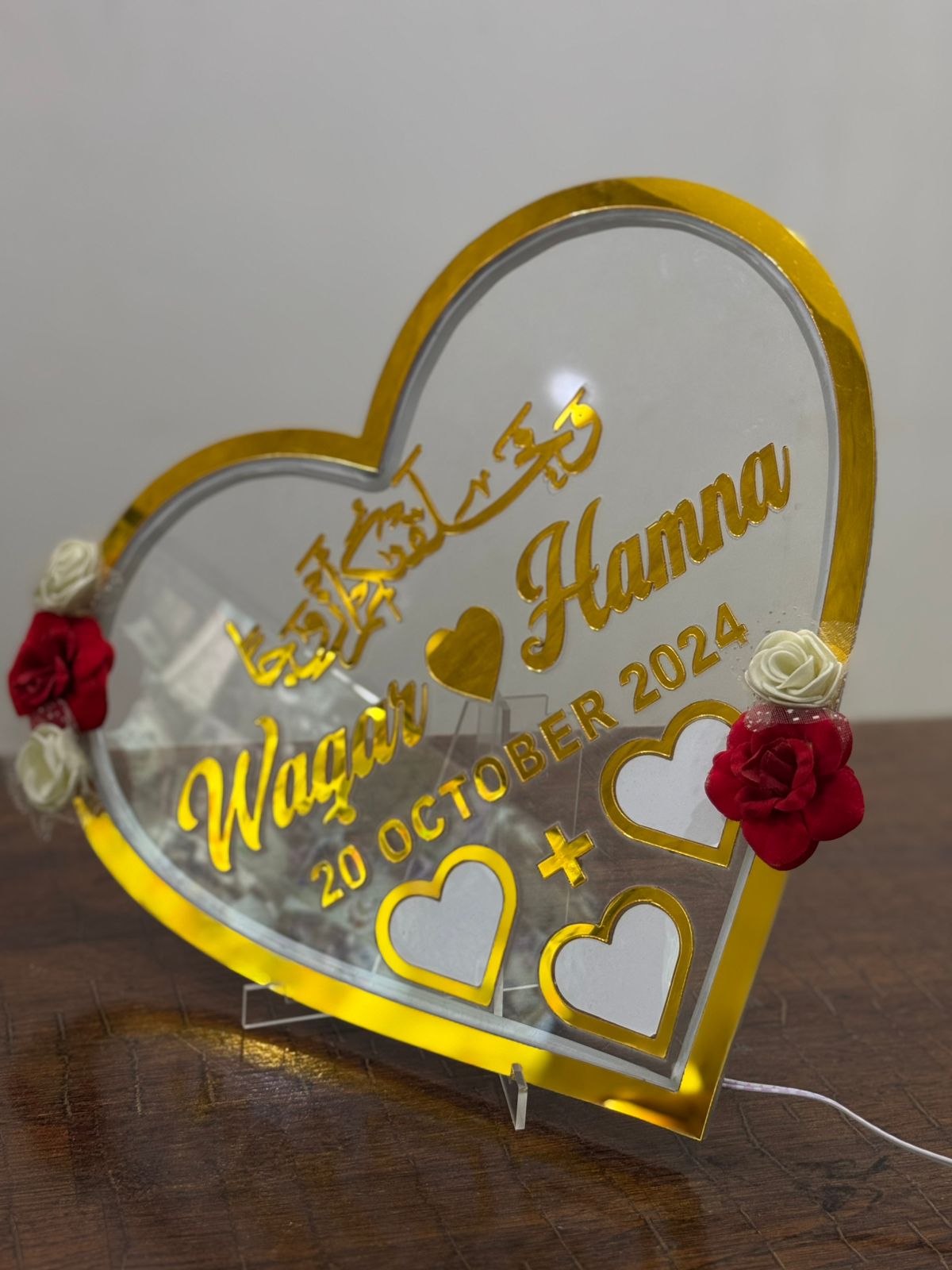 Nikah Thumb Board – Heart Shape Nikkah Plate with Flowers