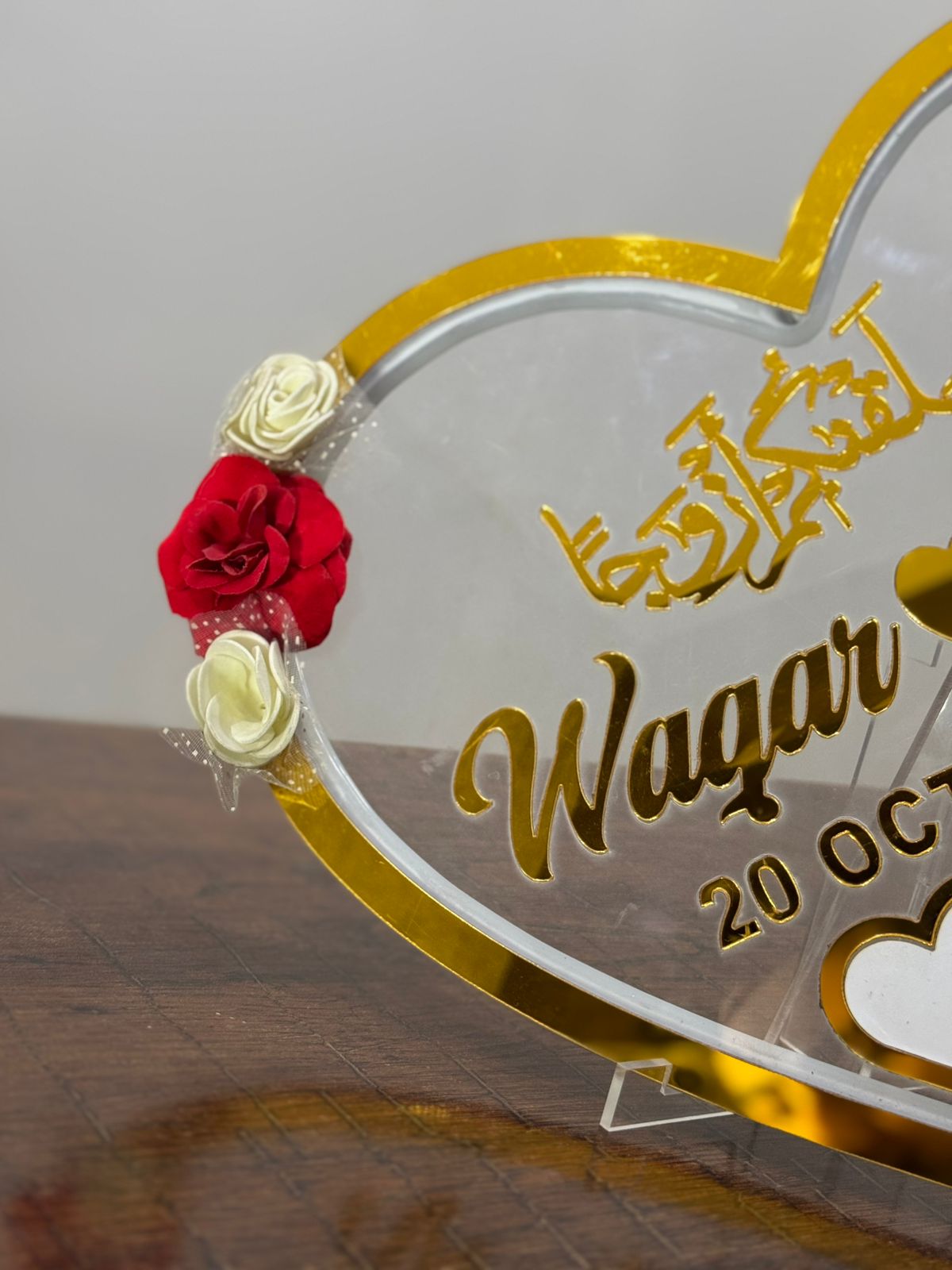 Nikah Thumb Board – Heart Shape Nikkah Plate with Flowers
