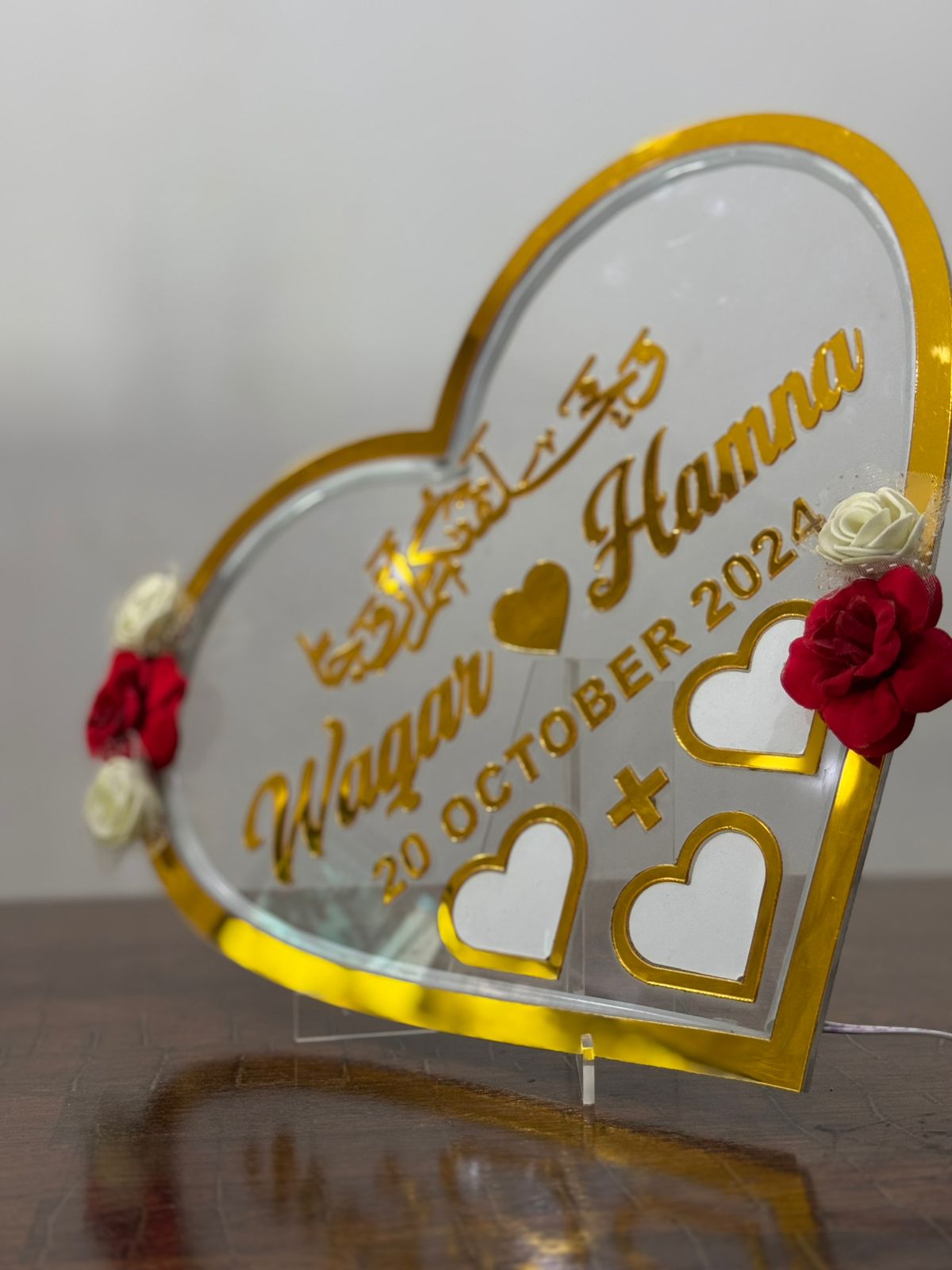 Nikah Thumb Board – Heart Shape Nikkah Plate with Flowers