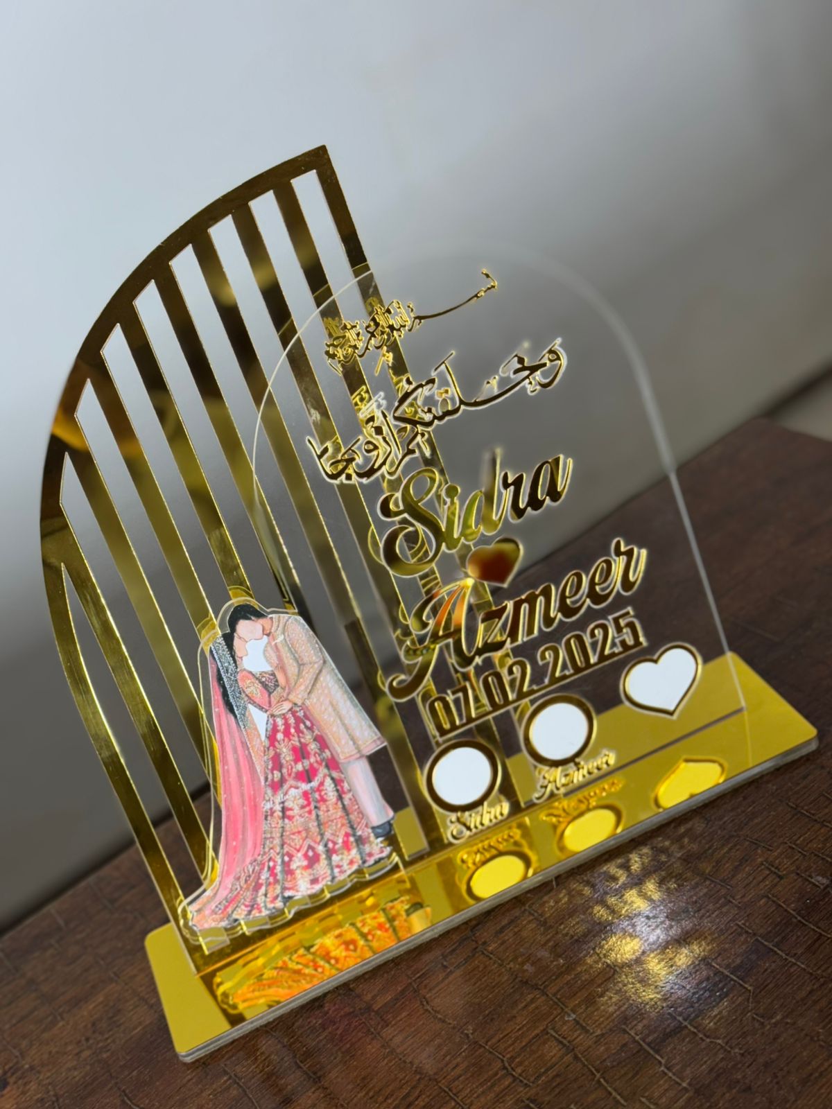 Nikah Thumb Board – Personalized for Wedding with Couple Stand