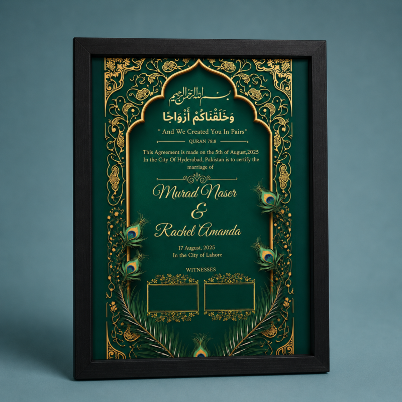 Royal Green Nikkah Nama Frame